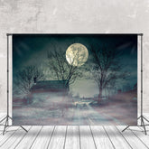 Lofaris Spooky Village Moon At Night Halloween Backdrop